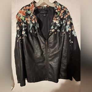 Colleen Lopez Black Jacket with Multicolor Floral Embroidery